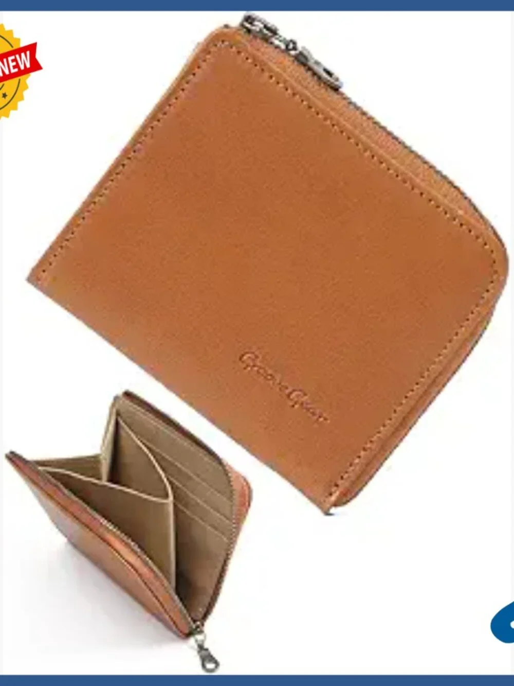Slim Leather Mini Wallet, L-Shaped Zipper, Compact Card Case & Coin Purse